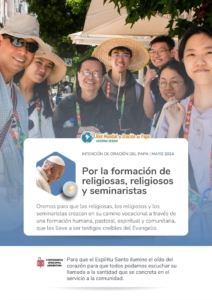 Jóvenes seminaristas, religiosas en formación. Flyer RMOP mayo 2024