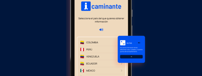 captura de pantalla celular portada infocaminante app para migrantes sjm